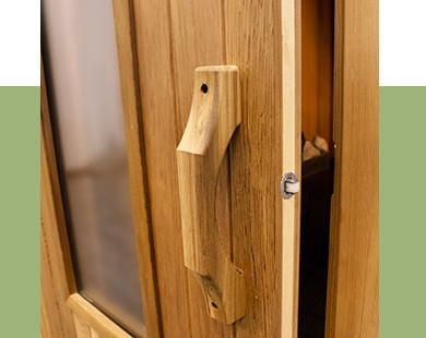 Insulated cedar door with tempered glass window