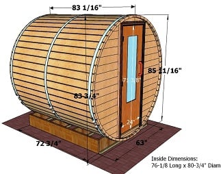 7 foot x 7 foot Barrel sauna (Electric Heater)