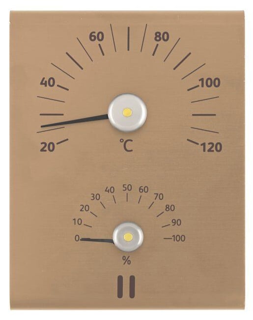 Rento Sauna Thermometer/Hygrometer Aluminum Champagne