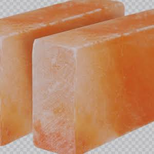 Close-up of authentic Himalayan salt bricks used in a sauna salt wall