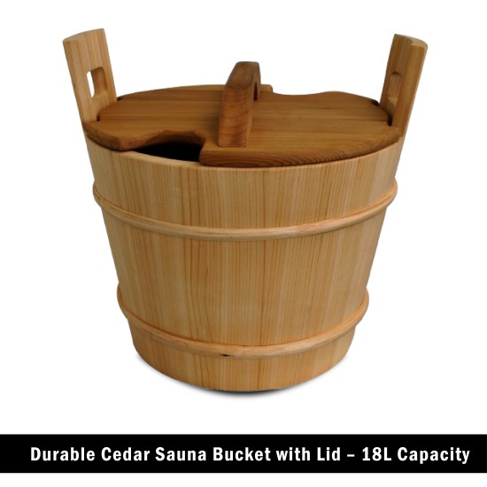 Premium Cedar Sauna Bucket with Liner and Lid - 18L