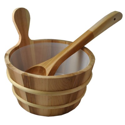 Cedar Sauna Bucket with Scoop Ladle & Liner