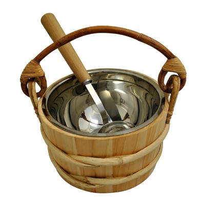 Cedar Sauna Bucket with Stainless Steel Ladle & Liner