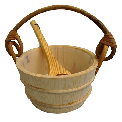 Pine Sauna Bucket with Scoop Ladle & Liner