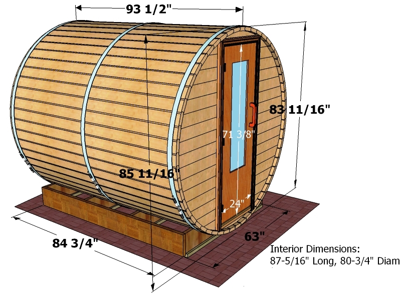 8 foot x 7 foot Barrel sauna (Electric Heater)